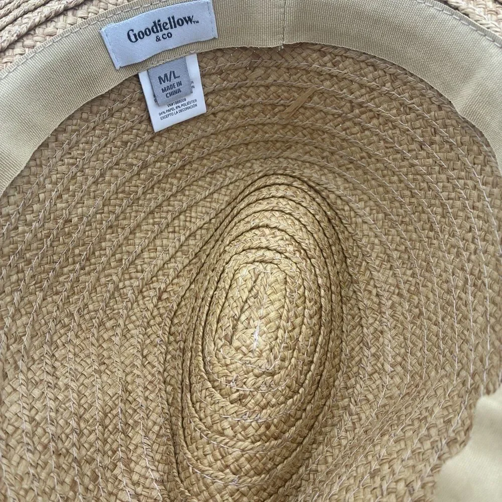 Goodfellow & Co Hat Mens Panama M/L Tan Brown Straw Black Band NWT